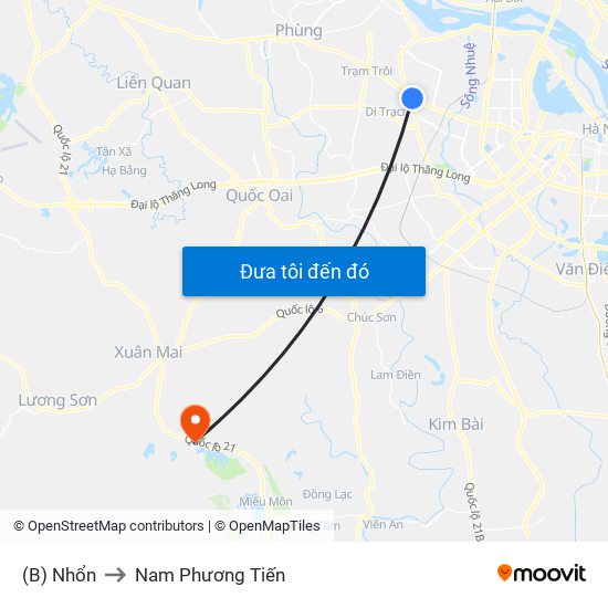 (B) Nhổn to Nam Phương Tiến map