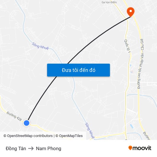 Đồng Tân to Nam Phong map