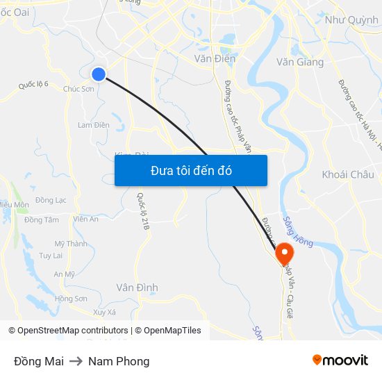 Đồng Mai to Nam Phong map