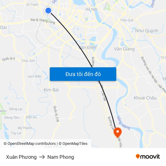 Xuân Phương to Nam Phong map