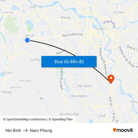 Yên Bình to Nam Phong map