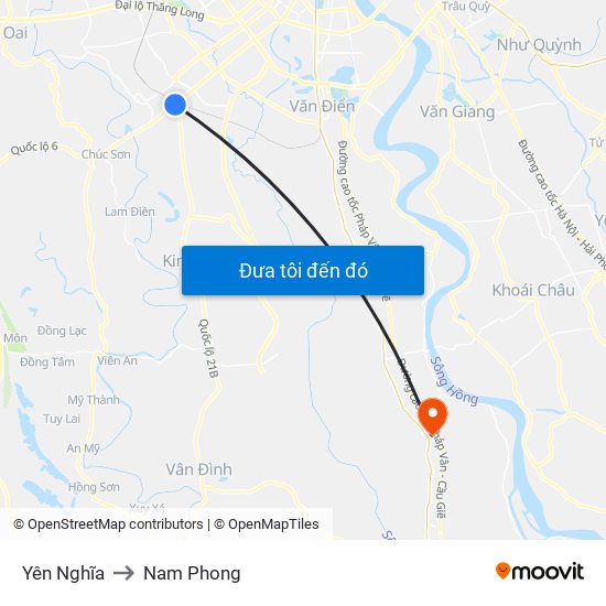 Yên Nghĩa to Nam Phong map