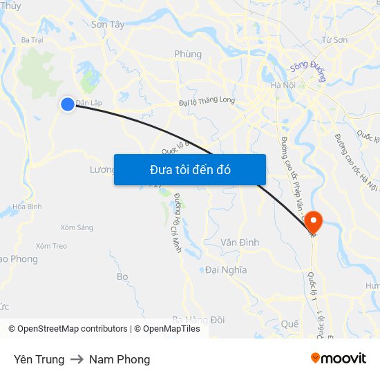 Yên Trung to Nam Phong map