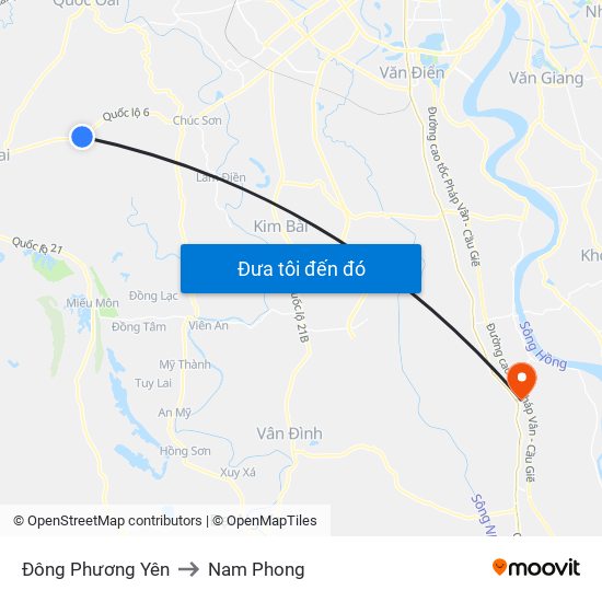 Đông Phương Yên to Nam Phong map