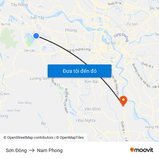 Sơn Đông to Nam Phong map
