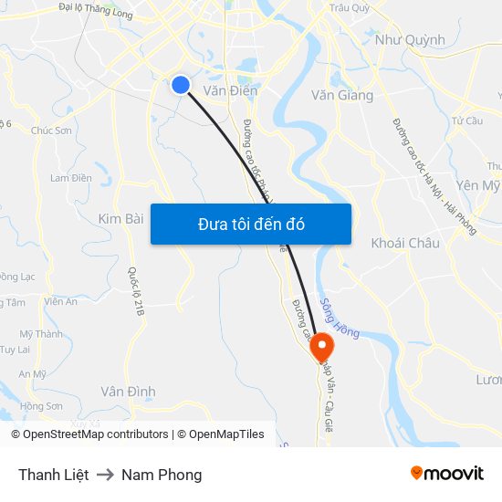Thanh Liệt to Nam Phong map