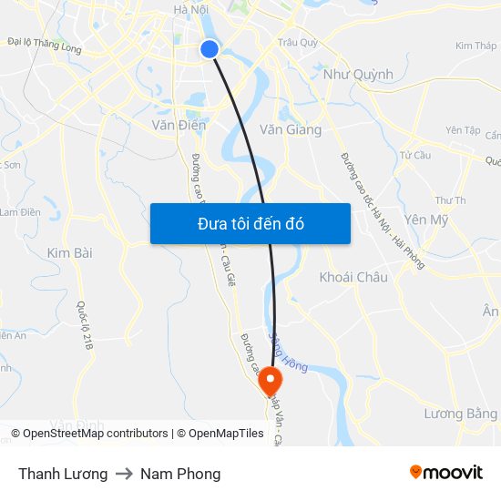 Thanh Lương to Nam Phong map