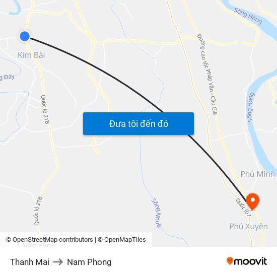 Thanh Mai to Nam Phong map