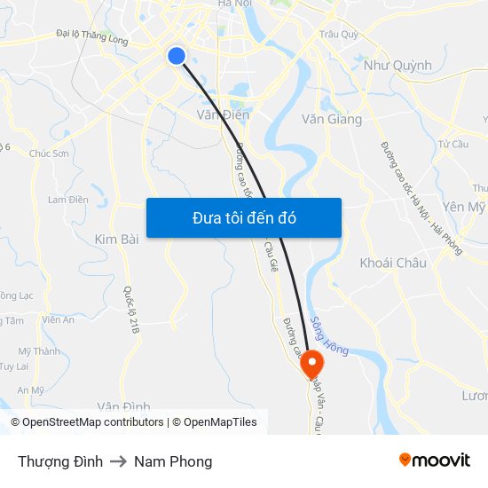 Thượng Đình to Nam Phong map