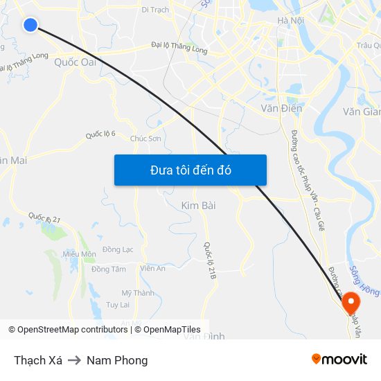 Thạch Xá to Nam Phong map