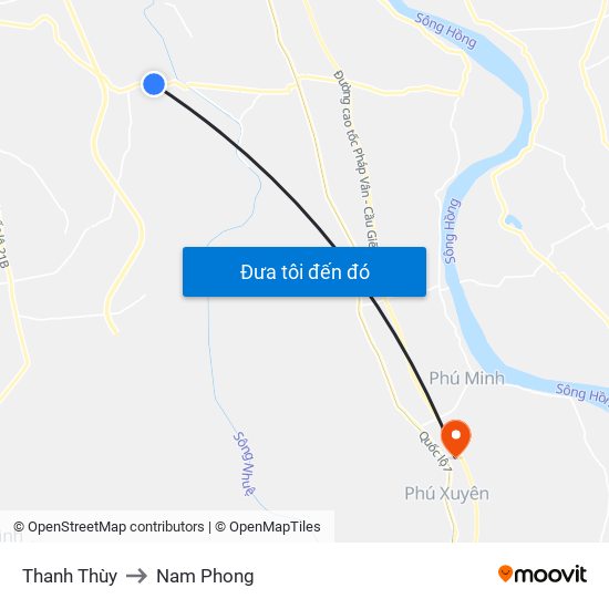 Thanh Thùy to Nam Phong map