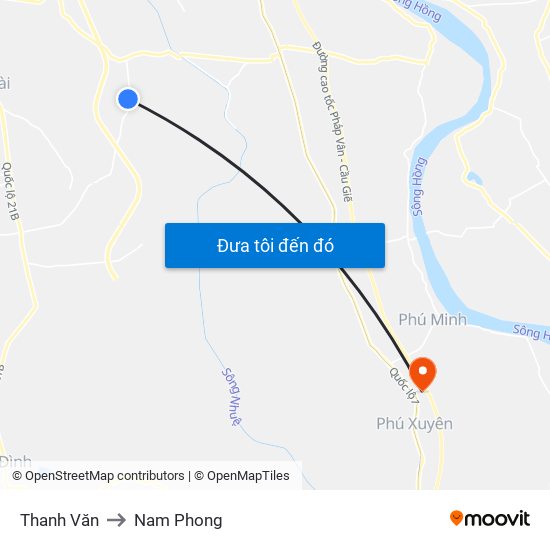 Thanh Văn to Nam Phong map