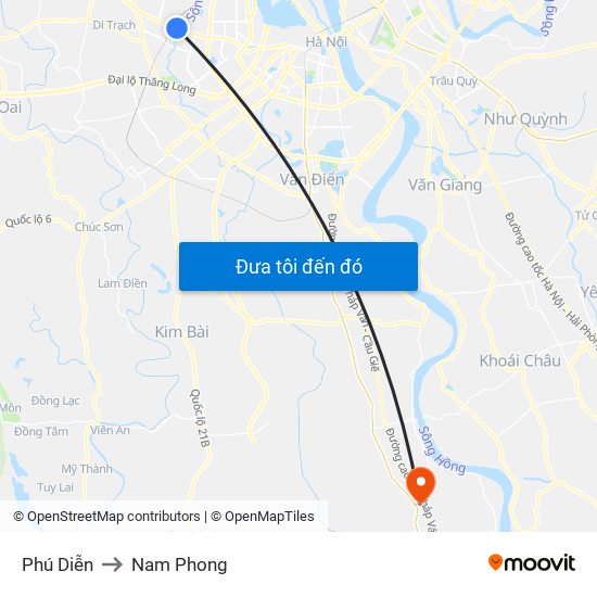 Phú Diễn to Nam Phong map