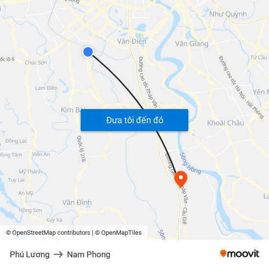 Phú Lương to Nam Phong map