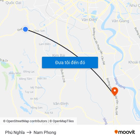 Phú Nghĩa to Nam Phong map