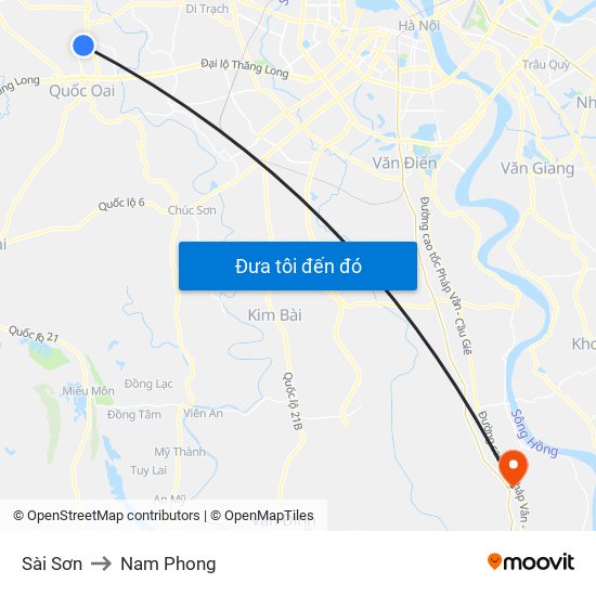 Sài Sơn to Nam Phong map