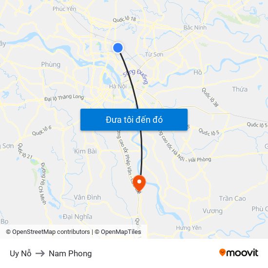 Uy Nỗ to Nam Phong map