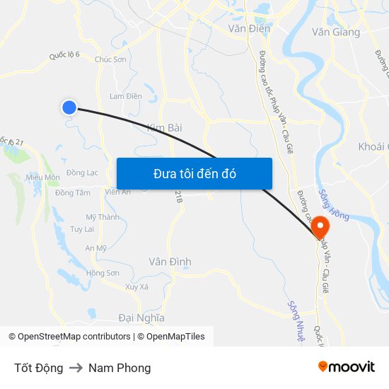 Tốt Động to Nam Phong map