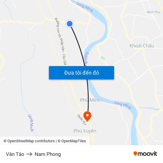 Vân Tảo to Nam Phong map