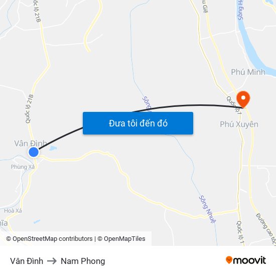 Vân Đình to Nam Phong map