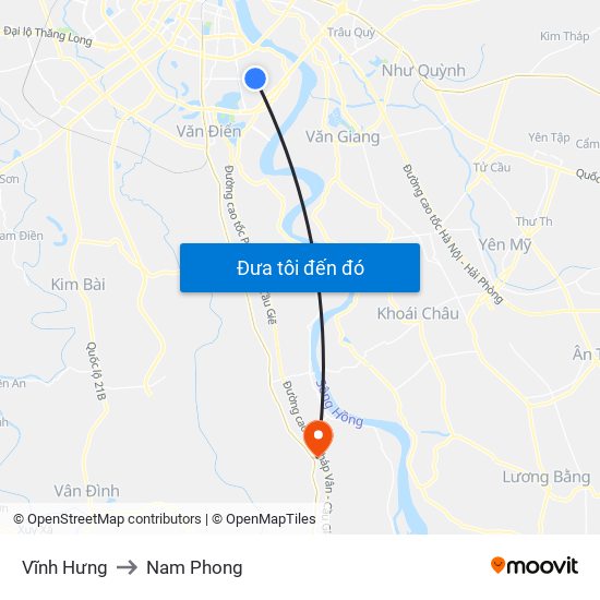 Vĩnh Hưng to Nam Phong map