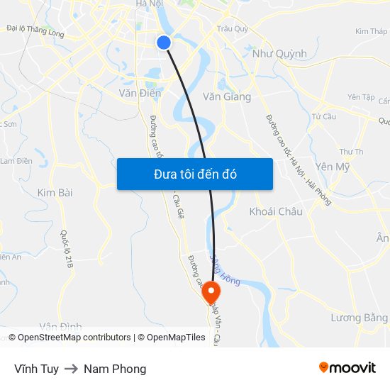 Vĩnh Tuy to Nam Phong map