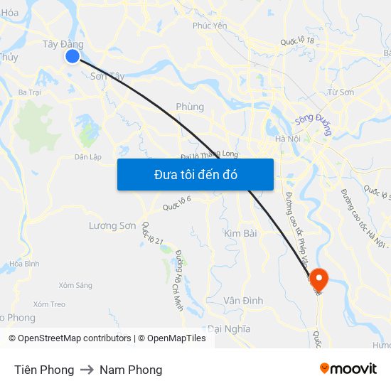 Tiên Phong to Nam Phong map