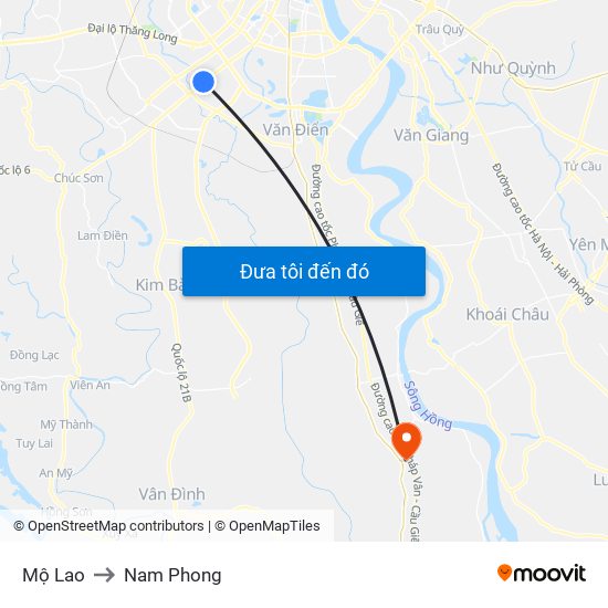 Mộ Lao to Nam Phong map