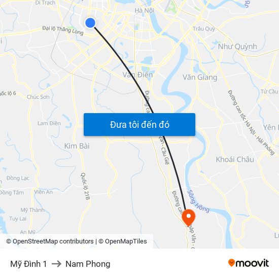 Mỹ Đình 1 to Nam Phong map