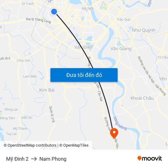 Mỹ Đình 2 to Nam Phong map