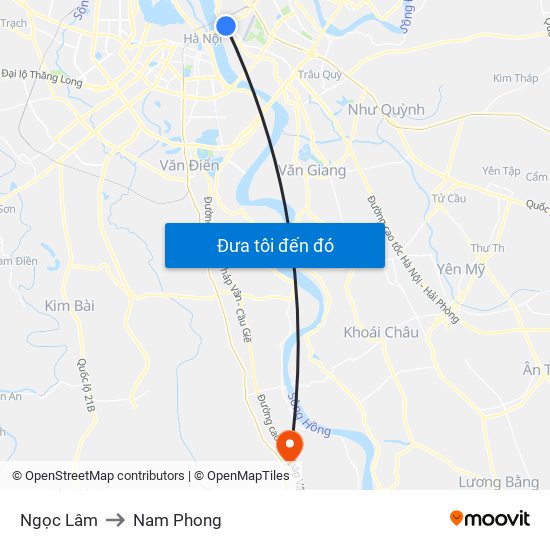 Ngọc Lâm to Nam Phong map