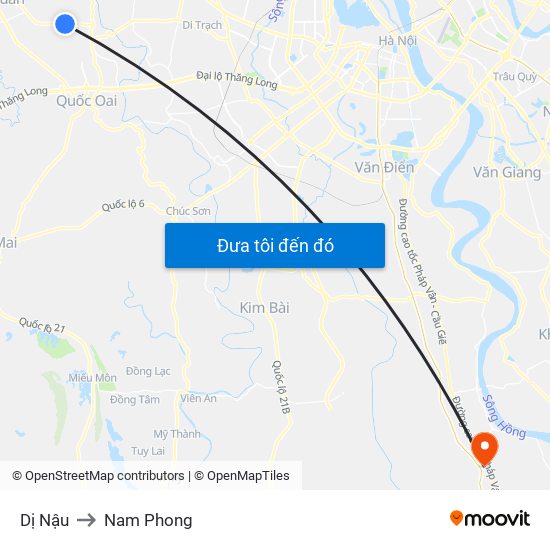 Dị Nậu to Nam Phong map