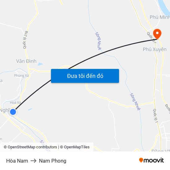 Hòa Nam to Nam Phong map