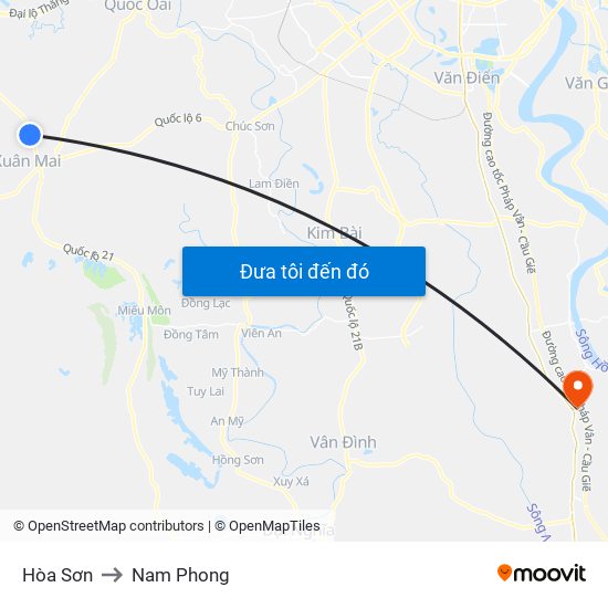 Hòa Sơn to Nam Phong map