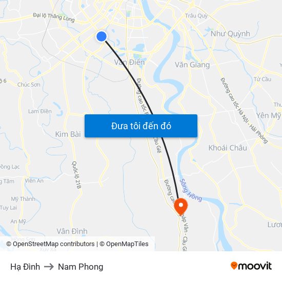 Hạ Đình to Nam Phong map