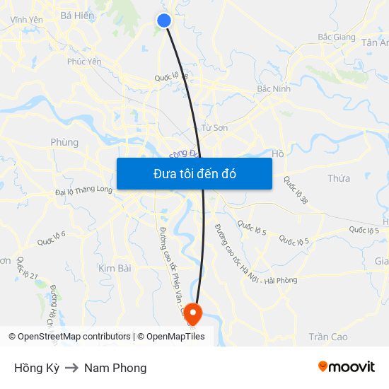 Hồng Kỳ to Nam Phong map