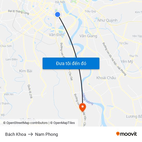 Bách Khoa to Nam Phong map