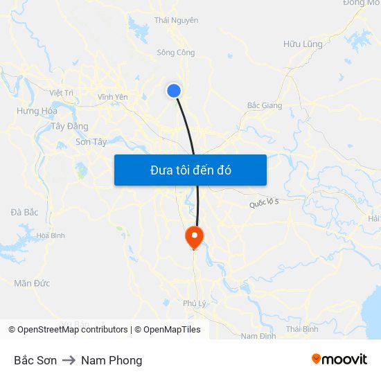 Bắc Sơn to Nam Phong map