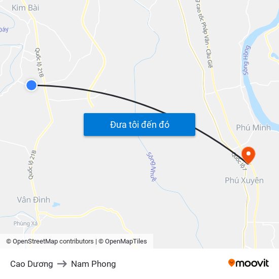 Cao Dương to Nam Phong map