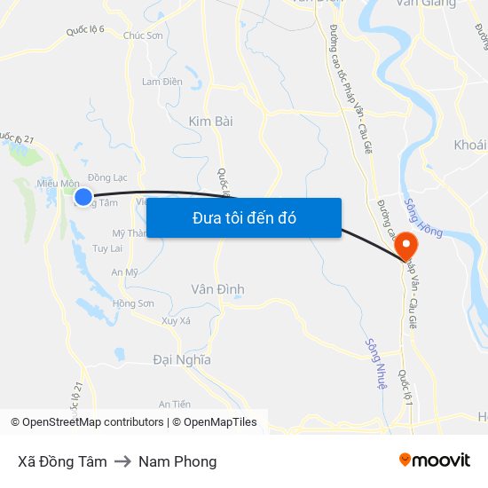 Xã Đồng Tâm to Nam Phong map