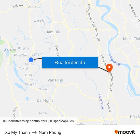 Xã Mỹ Thành to Nam Phong map