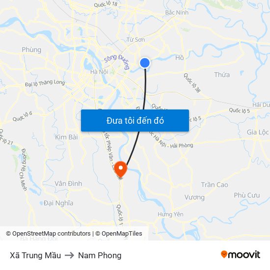 Xã Trung Mầu to Nam Phong map
