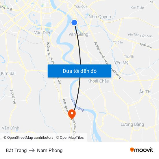 Bát Tràng to Nam Phong map