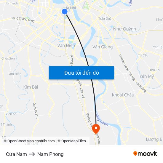 Cửa Nam to Nam Phong map