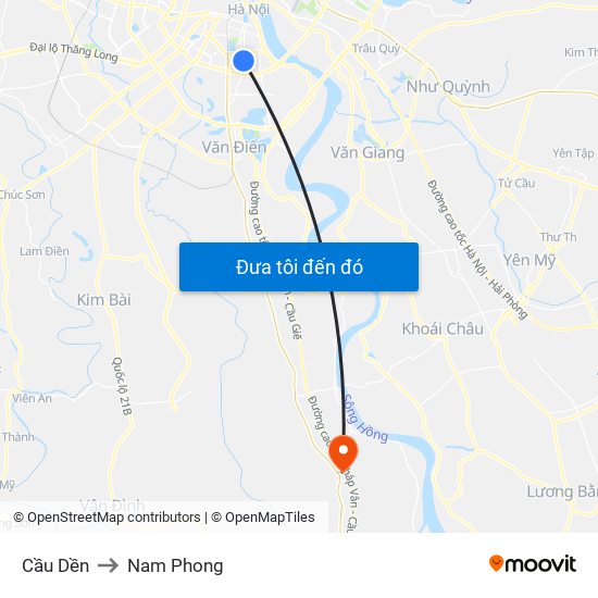 Cầu Dền to Nam Phong map