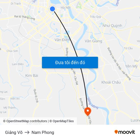Giảng Võ to Nam Phong map