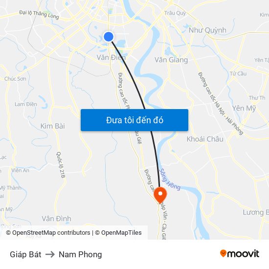 Giáp Bát to Nam Phong map