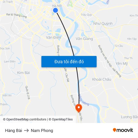 Hàng Bài to Nam Phong map