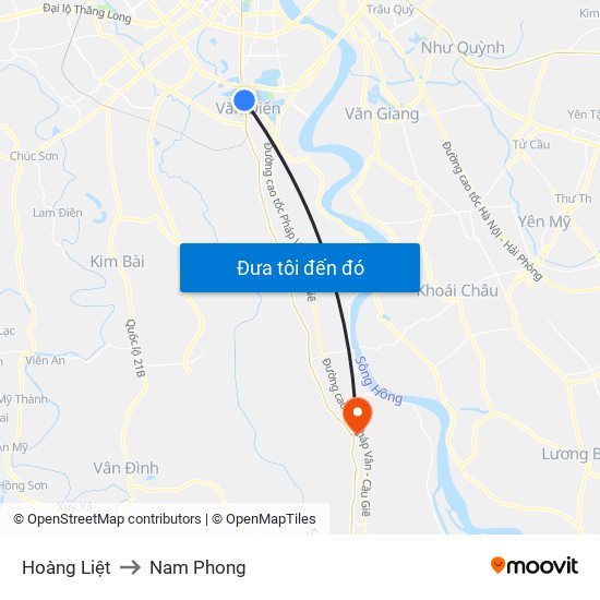 Hoàng Liệt to Nam Phong map