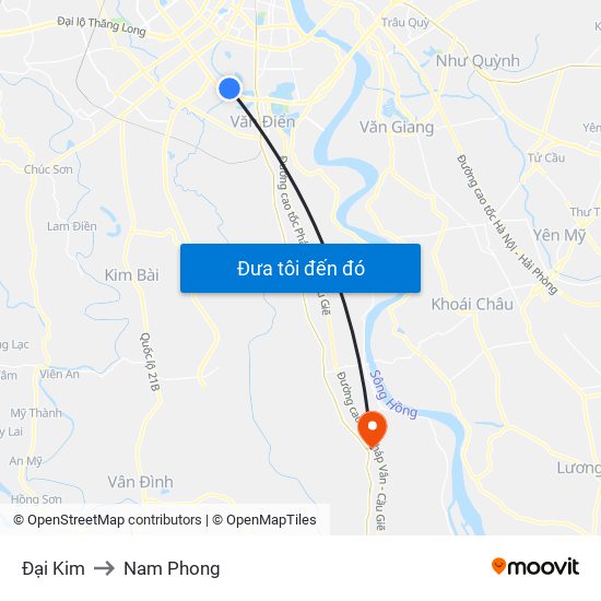 Đại Kim to Nam Phong map